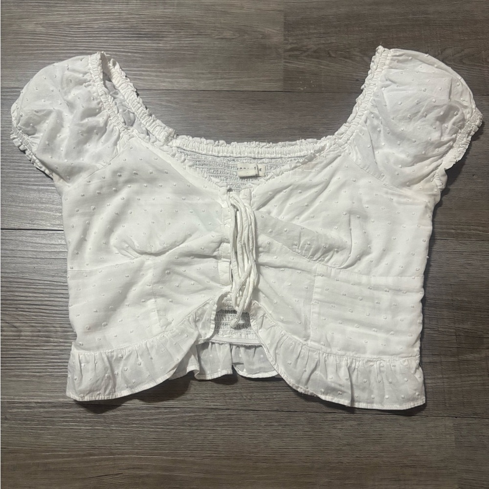 Aeropostale White Eyelet Ruffle Blouse